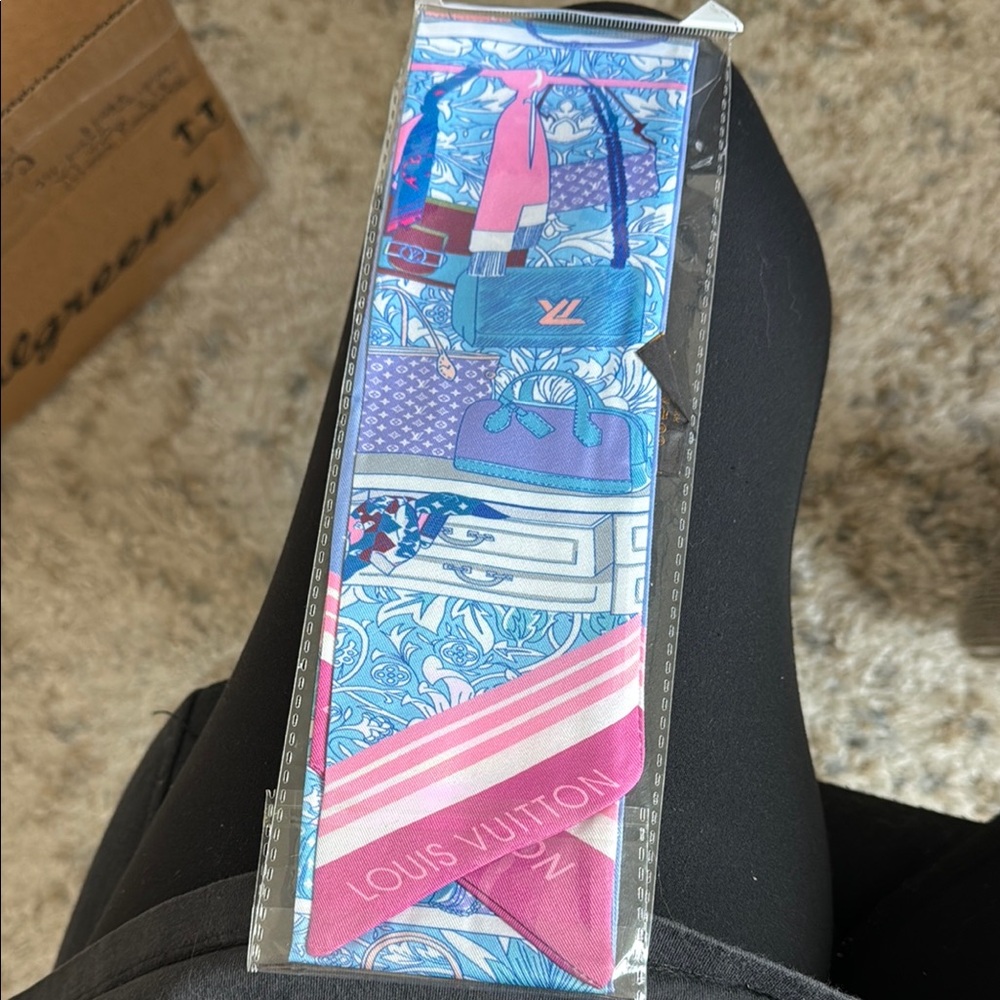 Replica Loui$ Vuitton Blue and Pink Silk Scarf